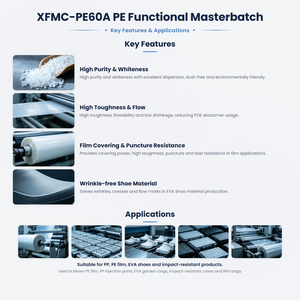 XFMC-PE60A Functional Calcium Carbonate Masterbatch for Toughness and Anti-Crease - Image 2