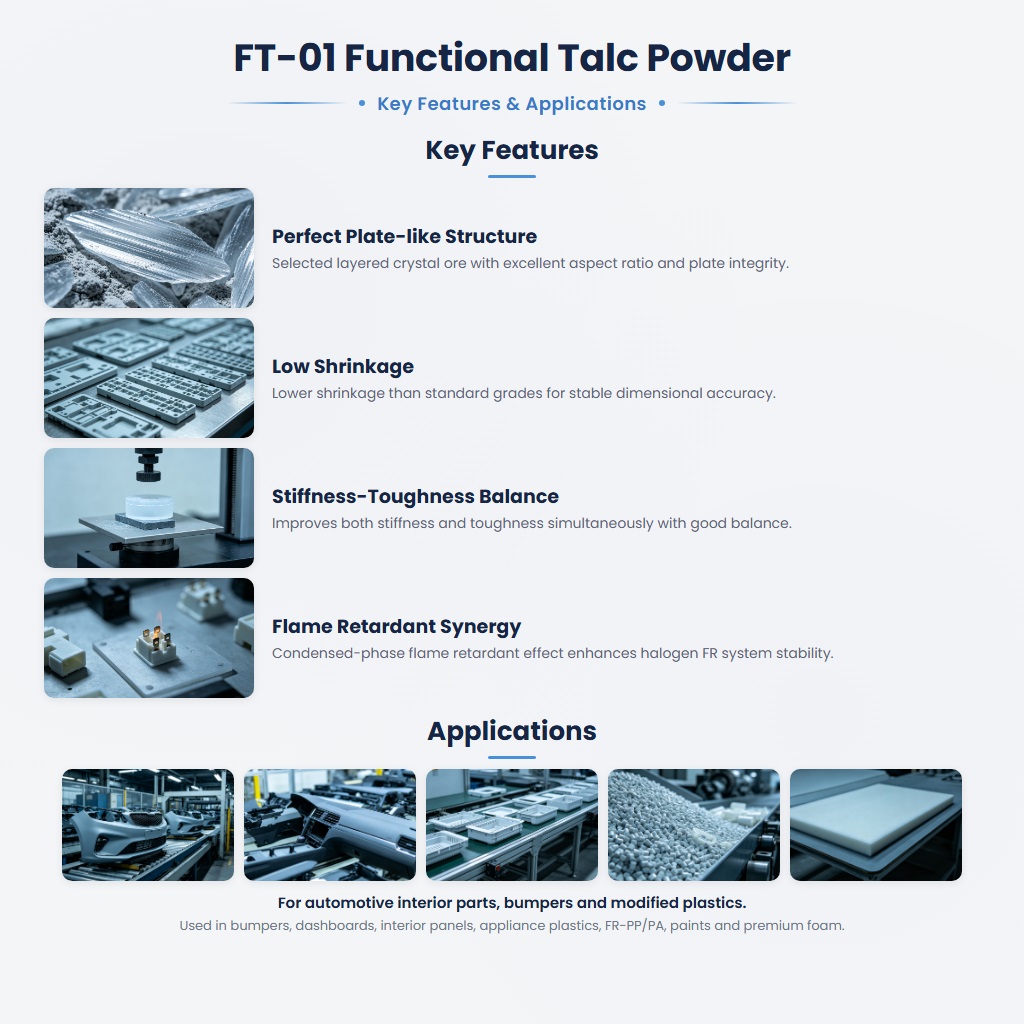 FT-01 Functional Talc Powder for Automotive Interiors and Flame-Retardant Plastics - Image 2