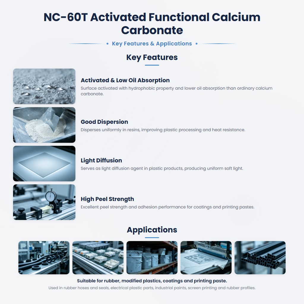 NC-60T Calcium Carbonate for Rubber, Plastics, Coatings & Printing Pastes - Image 2