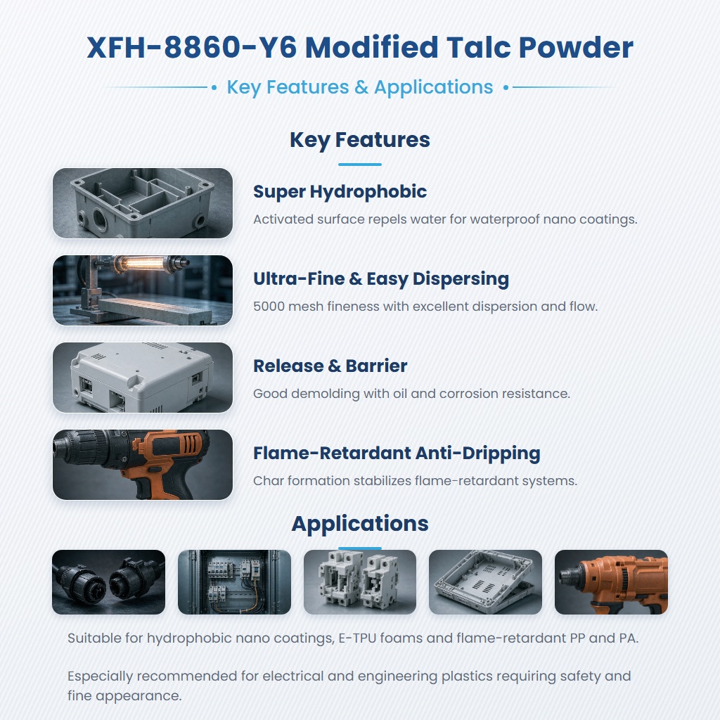 XFH-8860-Y6 Hydrophobic Talc Powder for Waterproof Coating Applications - Image 2