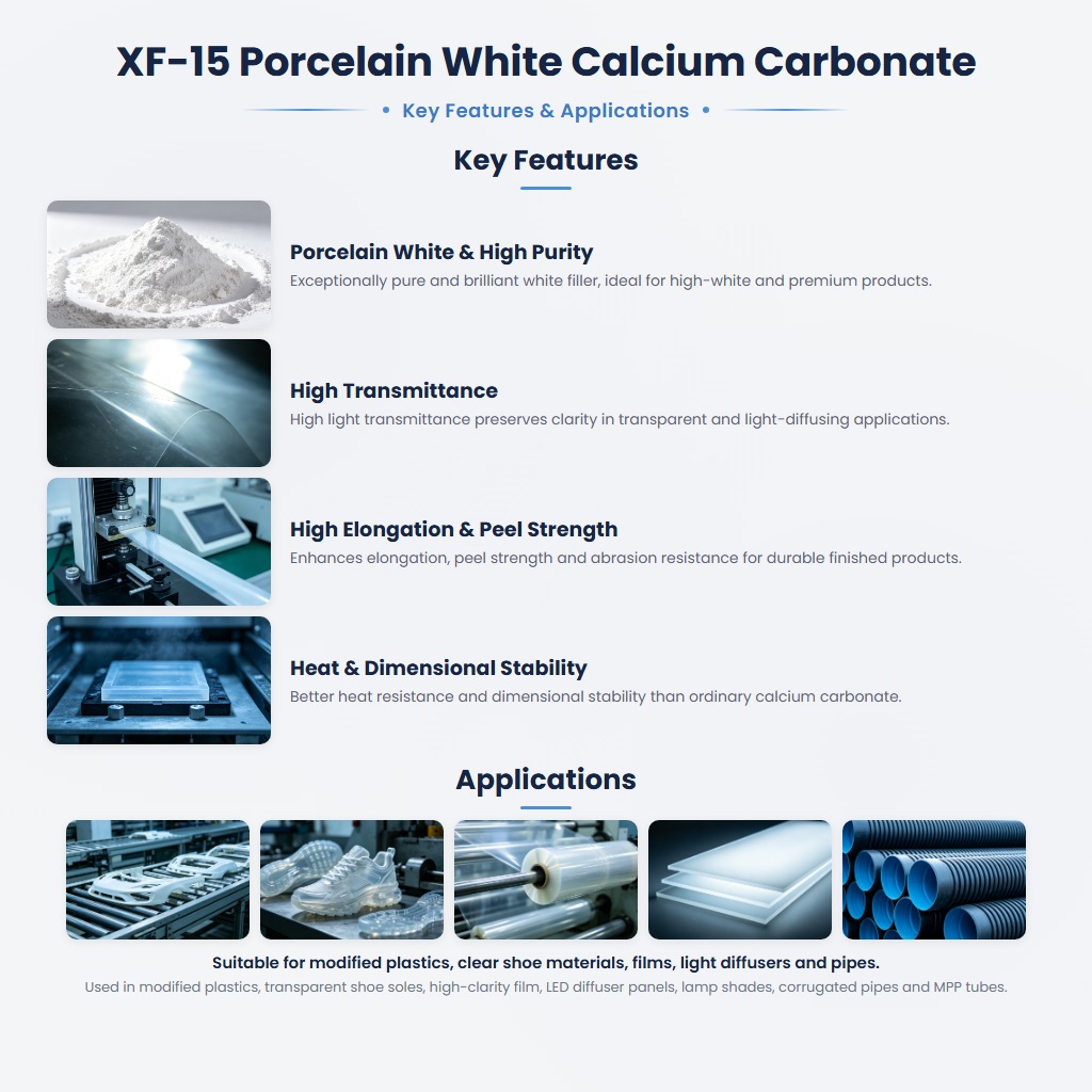 XF-15 Applied-Grade White Calcium Carbonate for Tough and Transparent Formulations - Image 2