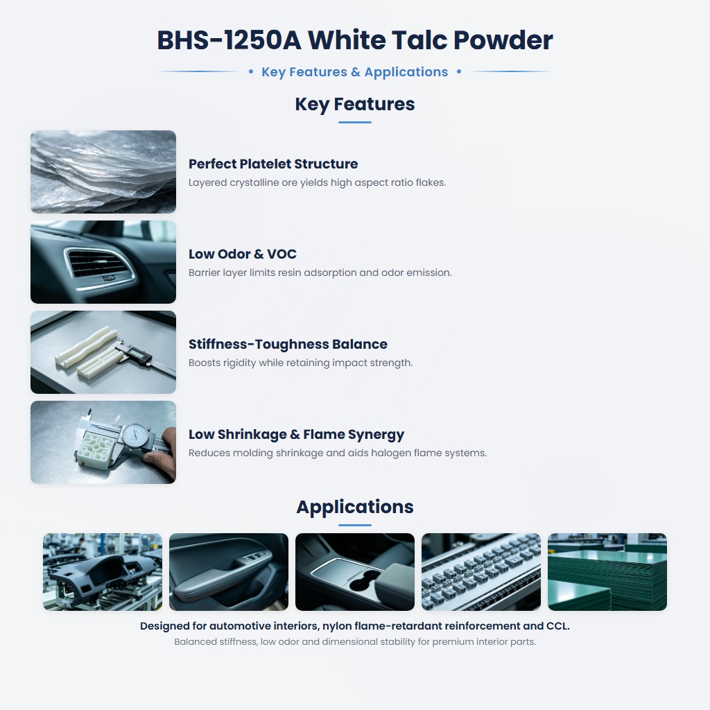 BHS-1250A High-Silica Talc Powder with Excellent Platelet Structure for Flame Retardant and Automotive Interiors - Image 2