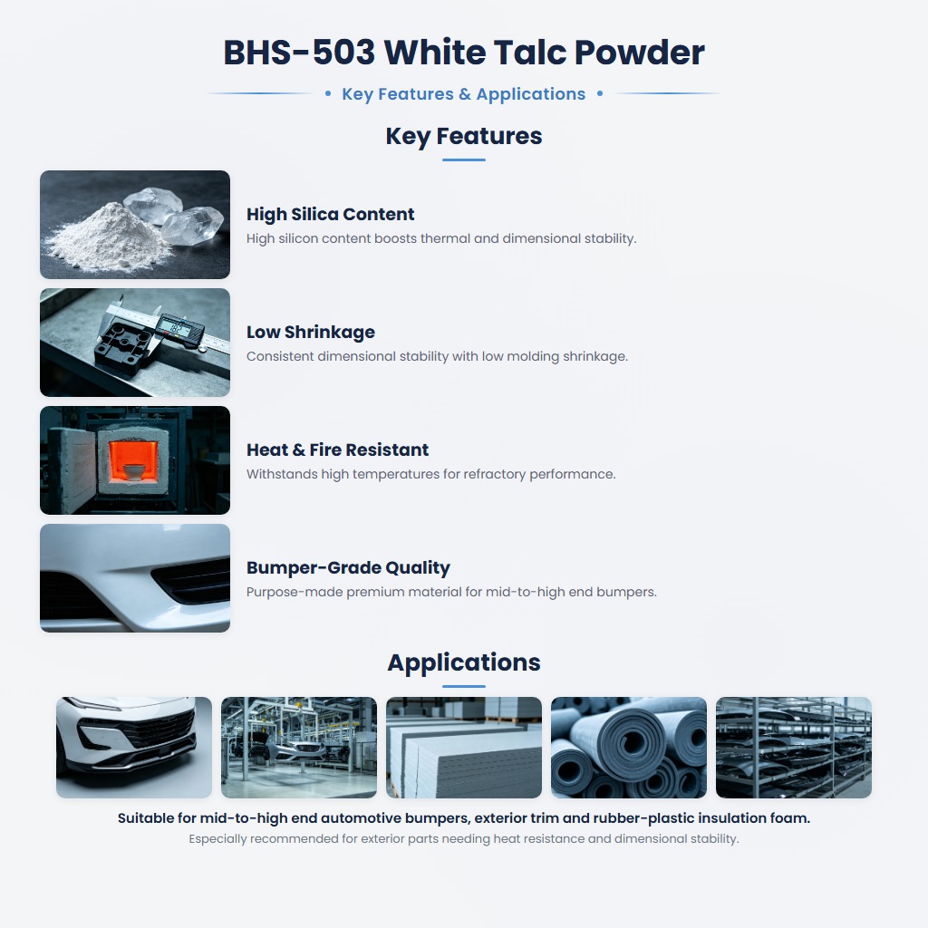 BHS-503 High-Silica Heat Resistant Talc with Excellent Fire Resistance and Light Blocking - Image 2