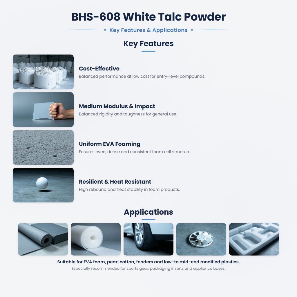 BHS-608 Cost-Effective Talc with Medium Modulus and Impact Strength for Modified Plastics - Image 2
