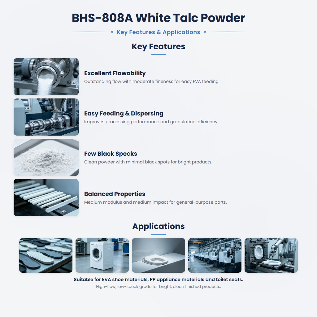 BHS-808A Accelerated-Flow Talc with Excellent Dispersion and Low Black Spot for EVA and PP Applications - Image 2