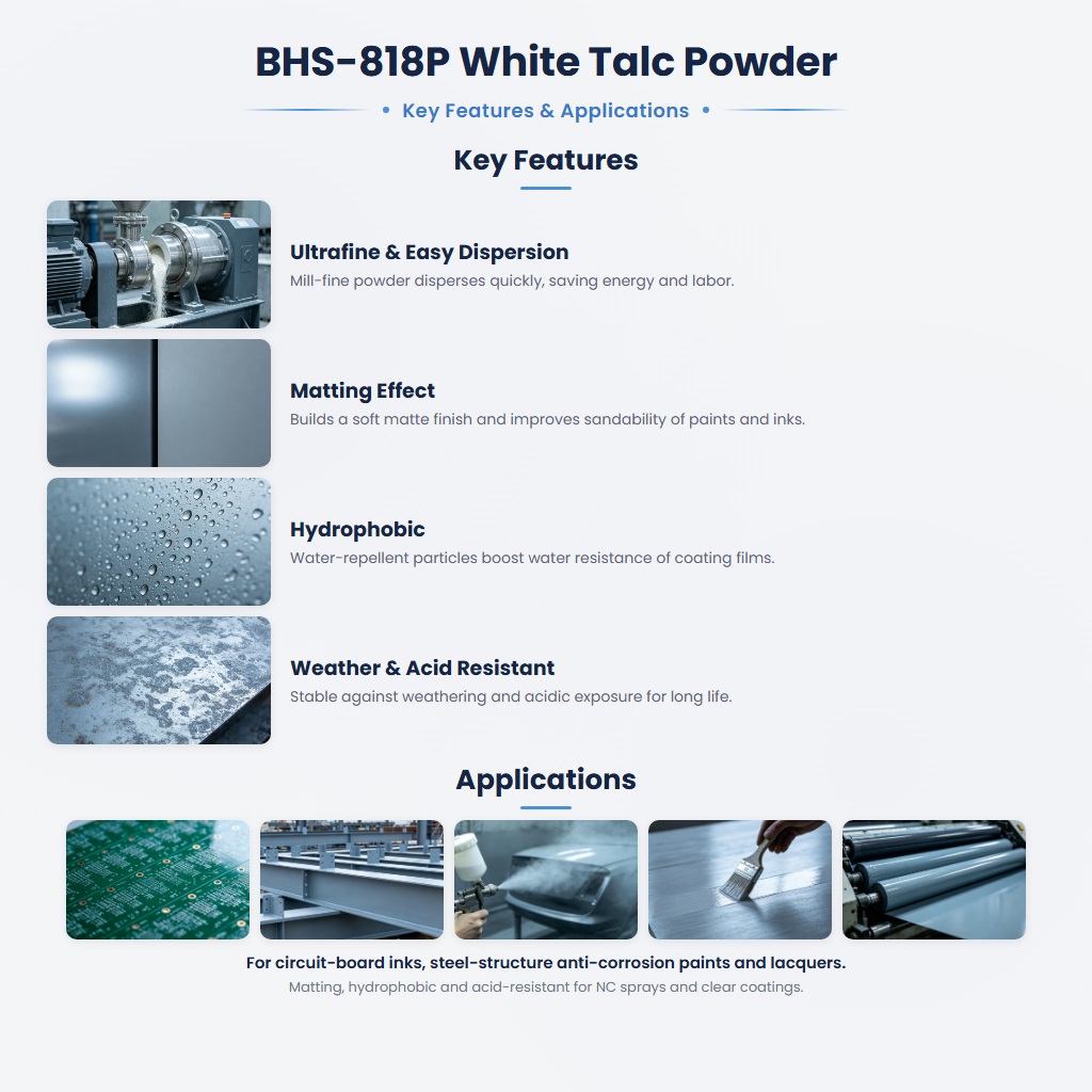 BHS-818P Matting & Weather-Resistant Talc for Inks and Industrial Coatings - Image 2