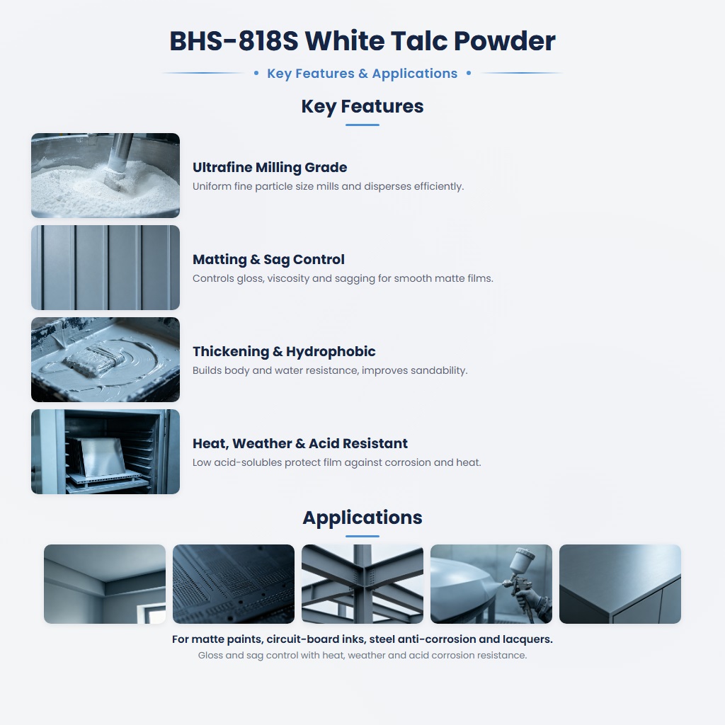 BHS-818S Ultra-Fine Talc for Matte Coatings and Corrosion-Resistant Industrial Inks - Image 2