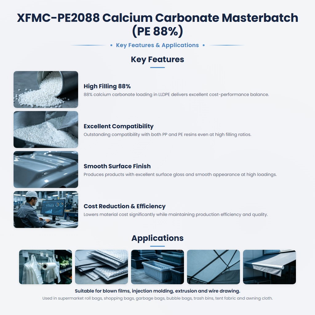 XFMC-PE2088 High-Purity Calcium Carbonate Masterbatch with Excellent Dispersion for PE/PP Applications - Image 2