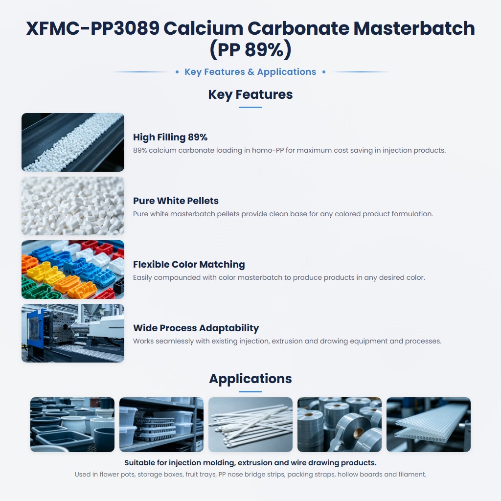 XFMC-PP3089 High-Filler PP Masterbatch with Excellent Whiteness & Processing Compatibility - Image 2