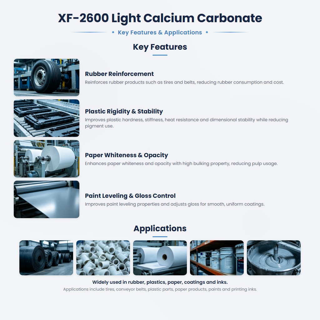 XF-2600 Light Calcium Carbonate for Reinforcement and Cost Reduction in Rubber, Plastics, and Paper - Image 2