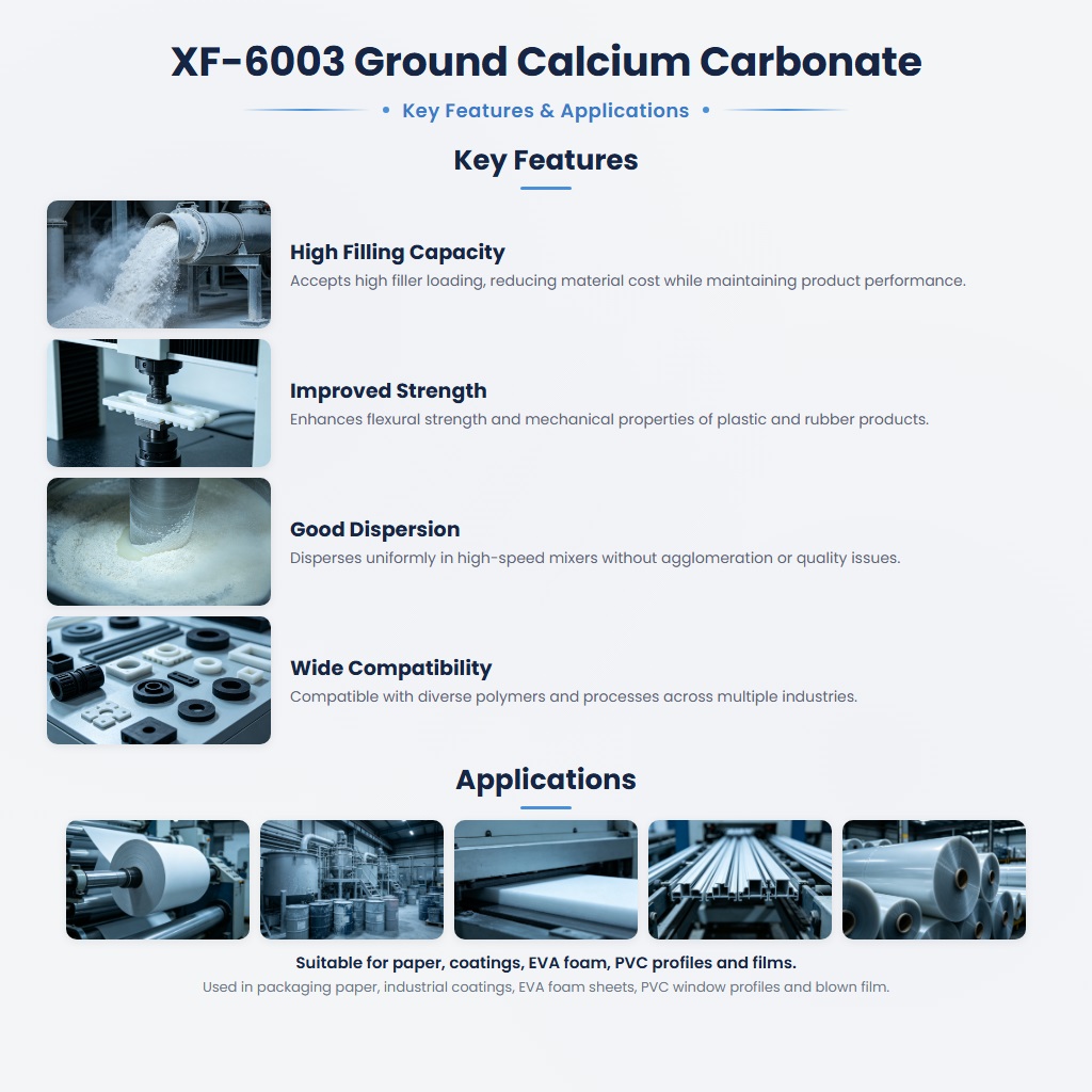XF-6003 Porcelain White Calcium Carbonate for Glossy, High-Strength Plastics - Image 2