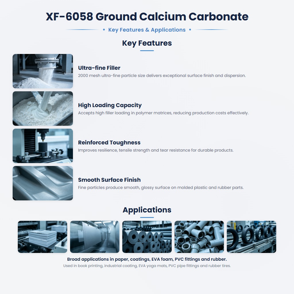 XF-6058 Premium Calcium Carbonate for High-Transparency & High-Toughness Uses - Image 2