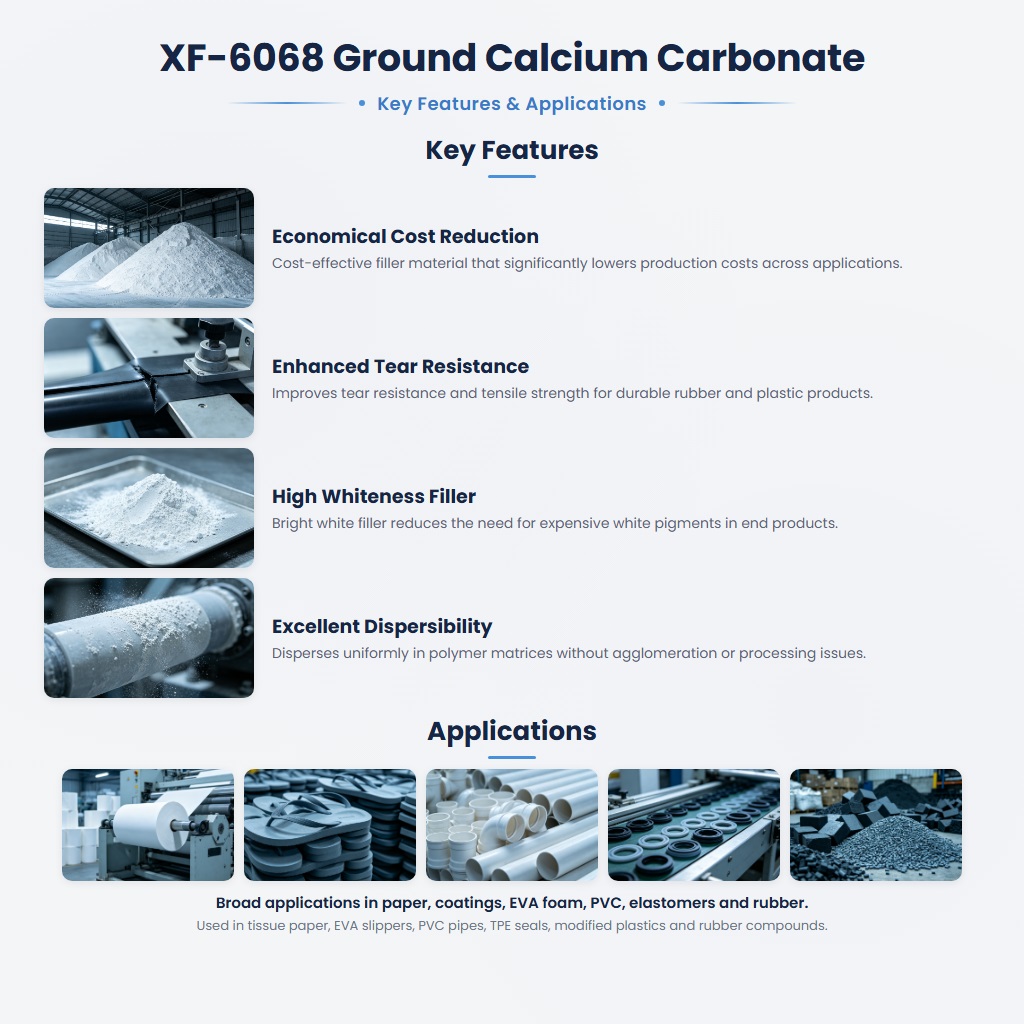 XF-6068 Ultra-Fine Calcium Carbonate for High-Gloss & Tough Transparent Plastics - Image 2